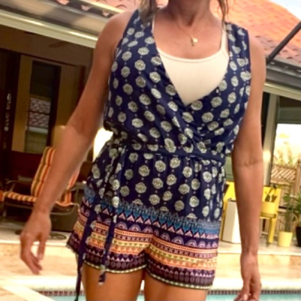 BE BOP/M/Blue Romper/Aztec Pattern/Polyester - Picture 2 of 7